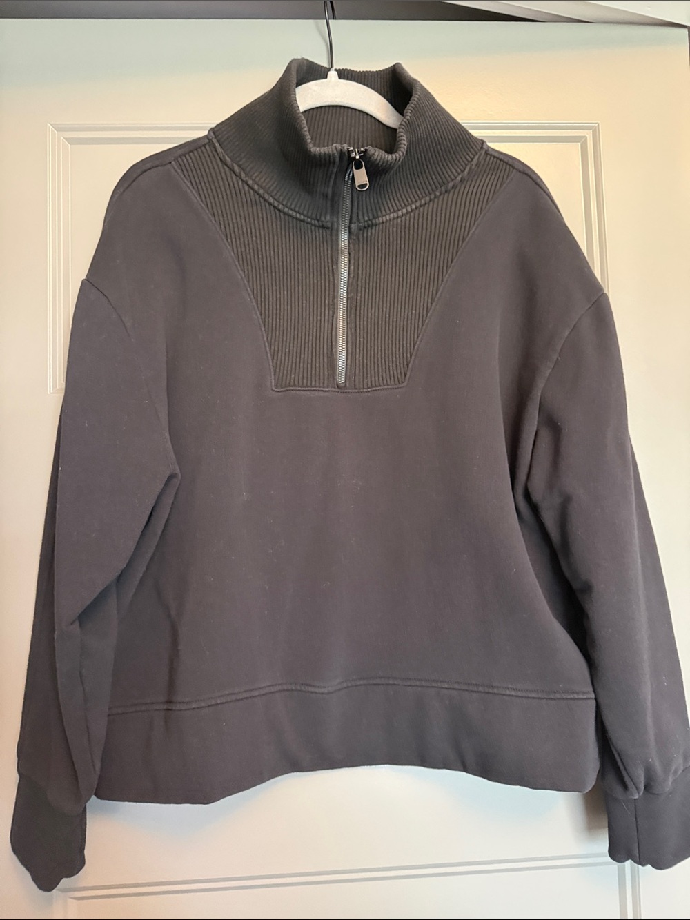 Athleta Retroplush Revive Half Zip Sweatshirt Black Large